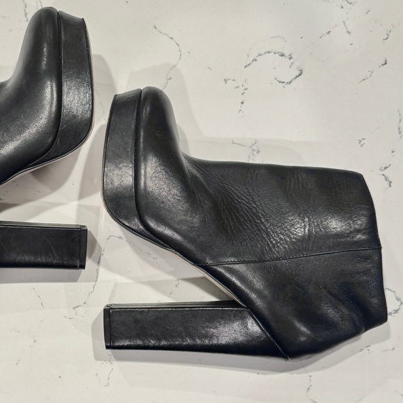 Aldo Black Genuine Leather High Block Heel Disco Ankle Boots NWOT - Picture 8 of 13